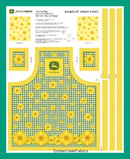 John Deere Sunflower Apron Fabric Panel